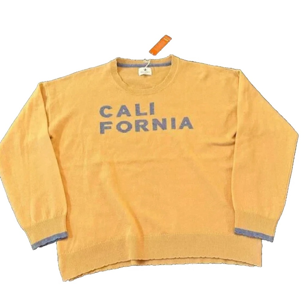 Designer summer CASHMERE California pale yellow women’s crew neck thin sweater.